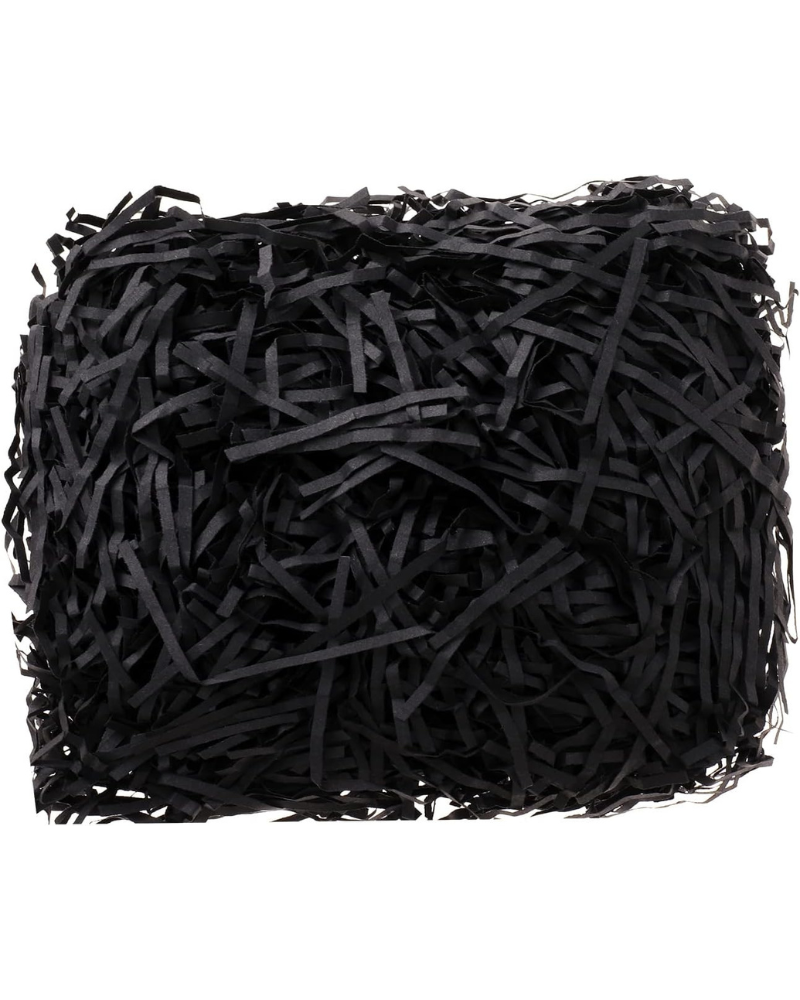 50 Gram Crinkle Cut Paper Shred Filler Eco-friendly Confetti Crinkle Cut Filling Shredded Paper for Gift Wrapping & Basket Filling (Black, 50 gram)