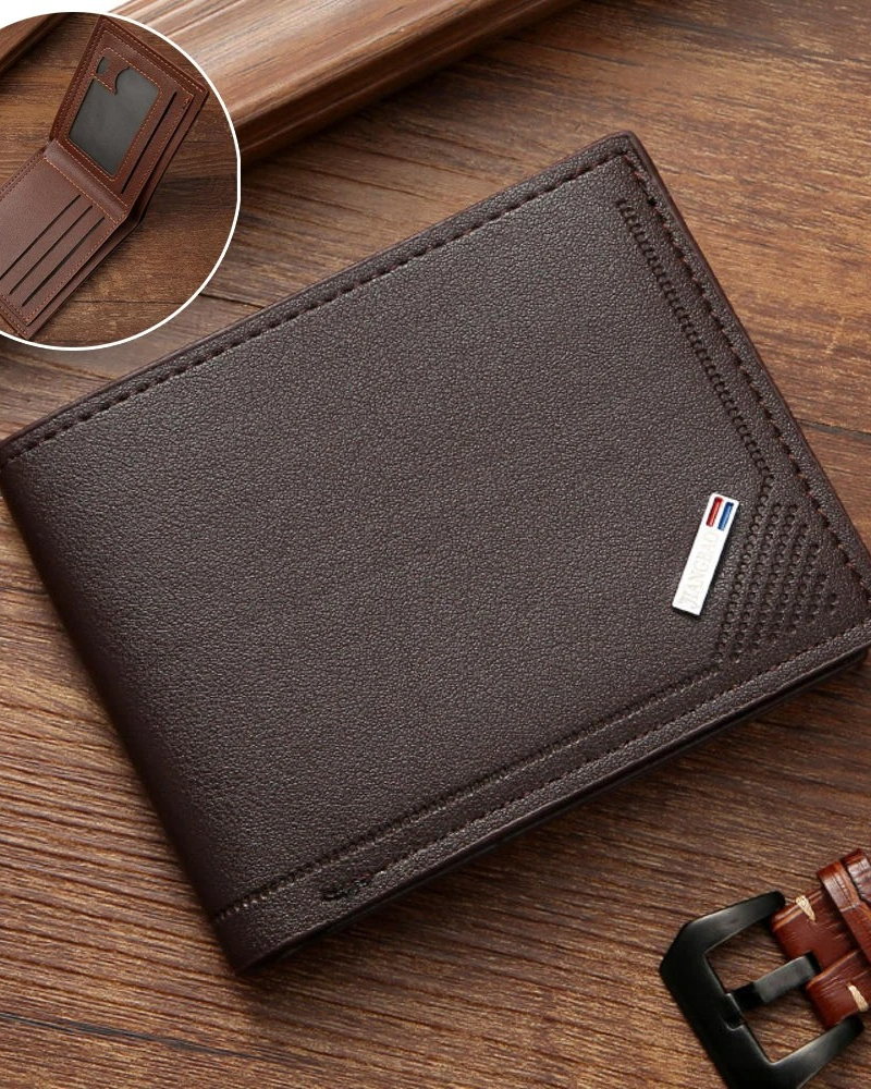 Men’s PU Leather RFID Wallet – Slim Vertical Minimalist Wallet with ID Window, Credit Card Holder, and Money Pocket