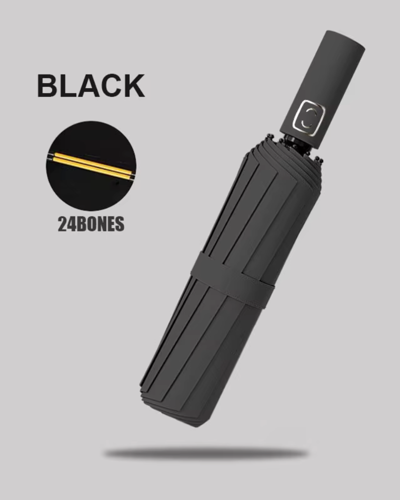 Large 24-Bone Automatic Umbrella – Solid Color Collapsible Sunshade with UV Protection & Windproof Design for Outdoor Use