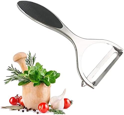 Vegetable Y Peeler Julienne Swivel Slicer with Potato Eye Remover – Stainless Steel Fruit & Vegetable Peeler, Non-Slip Handle, Sharp Blade for Easy Peeling of Potatoes, Apples, Carrots & Cucumbers – Kitchen Gadgets (Flattened)
