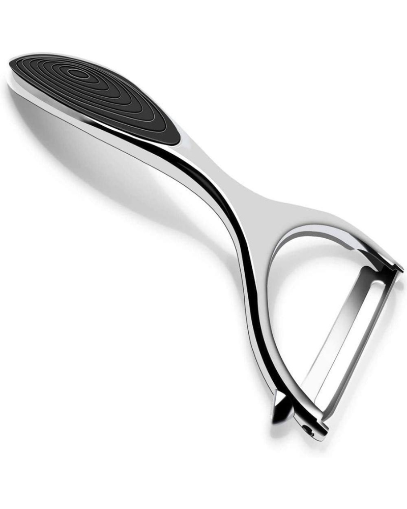 Vegetable Y Peeler Julienne Swivel Slicer with Potato Eye Remover – Stainless Steel Fruit & Vegetable Peeler, Non-Slip Handle, Sharp Blade for Easy Peeling of Potatoes, Apples, Carrots & Cucumbers – Kitchen Gadgets (Flattened)