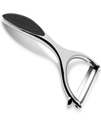 Vegetable Y Peeler Julienne Swivel Slicer with Potato Eye Remover – Stainless Steel Fruit & Vegetable Peeler, Non-Slip Handle, Sharp Blade for Easy Peeling of Potatoes, Apples, Carrots & Cucumbers – Kitchen Gadgets (Flattened)