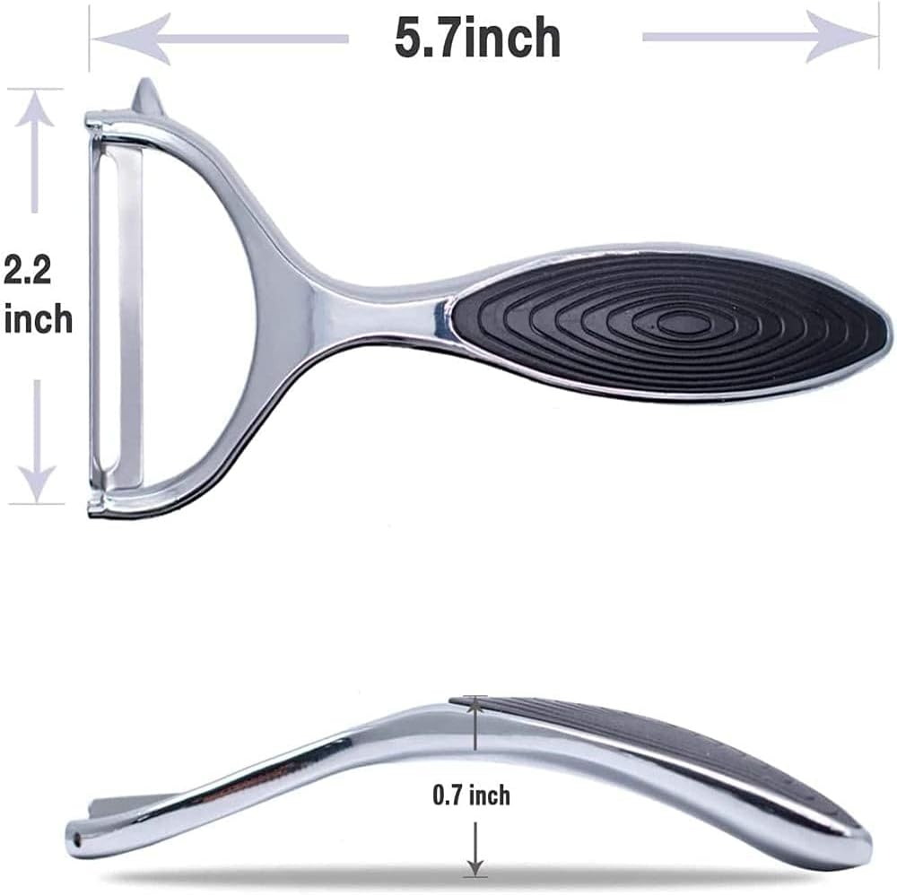 Vegetable Y Peeler Julienne Swivel Slicer with Potato Eye Remover – Stainless Steel Fruit & Vegetable Peeler, Non-Slip Handle, Sharp Blade for Easy Peeling of Potatoes, Apples, Carrots & Cucumbers – Kitchen Gadgets (Flattened)