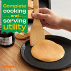 Bamboo Wooden Spoons for Cooking – 6-Piece Kitchen Utensil Set, Nonstick Organic Bamboo Spatula & Spoon Set for Everyday Use, Natural Wooden Cooking Tools, Eco-Friendly Housewarming Gift (Wood, 30.5cm)