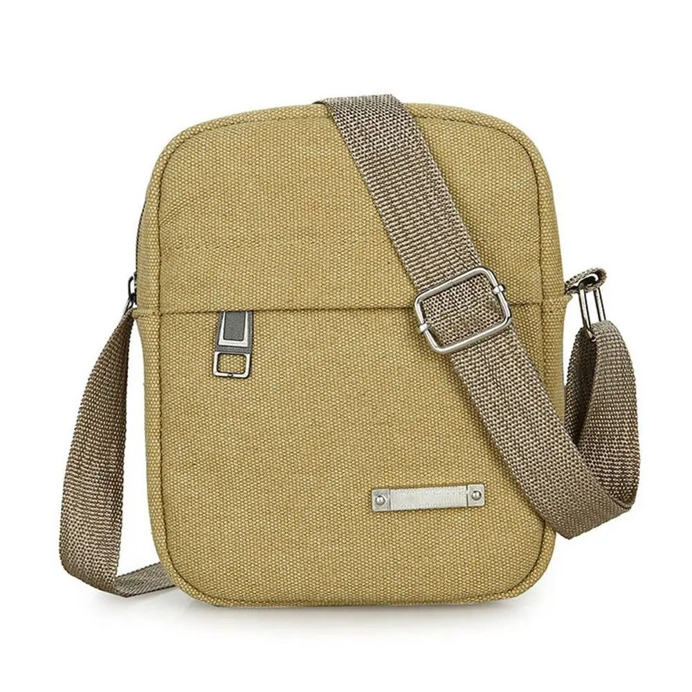 New Style Men’s Casual Canvas Shoulder Messenger Bag – Small Travel Backpack & Mobile Phone Handbag for Outdoor Use