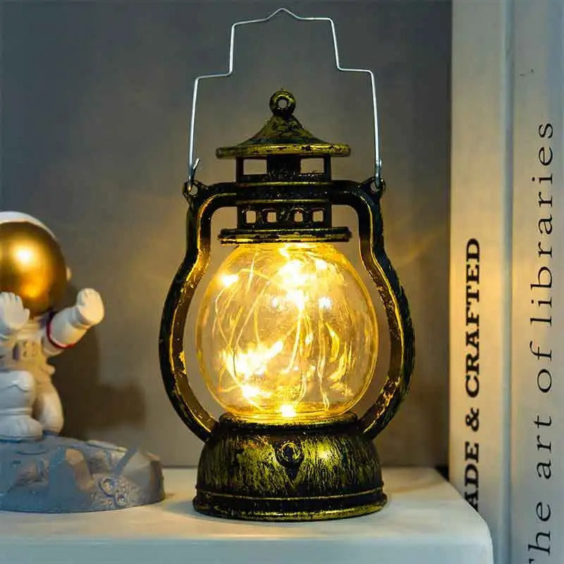 Retro Candle Holder Lantern | Flameless Kerosene Lamp for Table & Desktop | Vintage Candlestick Chandelier Night Light for Christmas & Home Décor