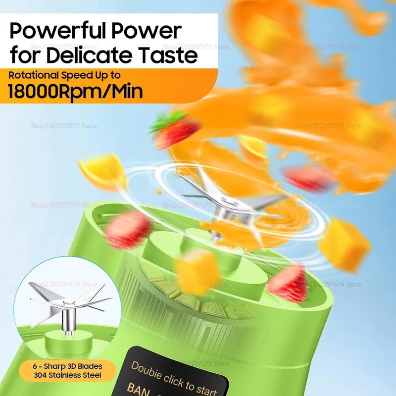 380ml Portable Electric Juicer Blender USB Rechargeable | Mini Smoothie Maker & Fruit Mixer for Travel, Home & Office