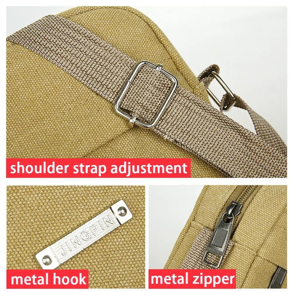 New Style Men’s Casual Canvas Shoulder Messenger Bag – Small Travel Backpack & Mobile Phone Handbag for Outdoor Use