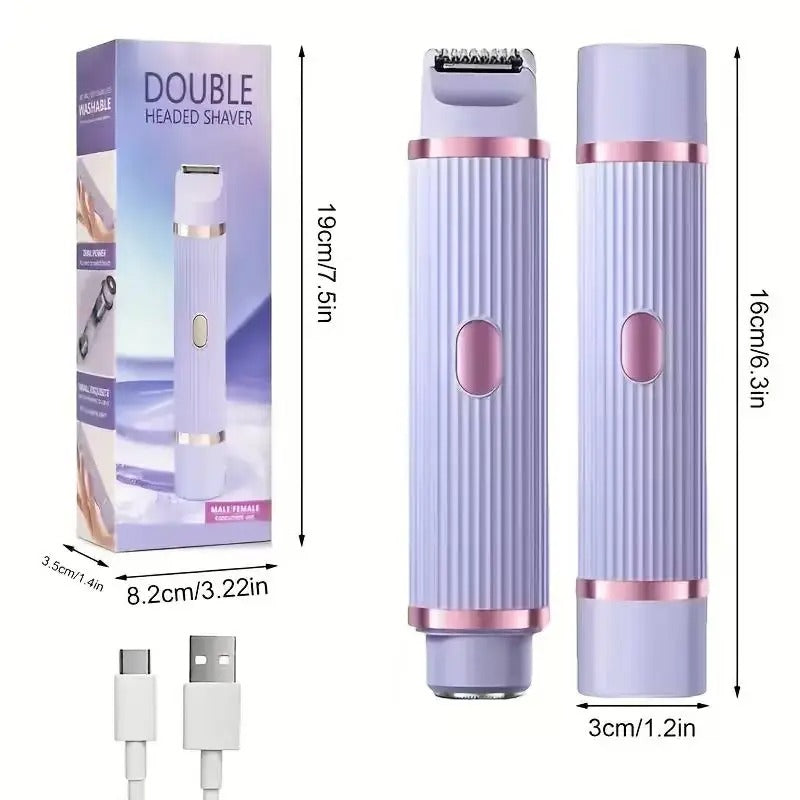 2-in-1 Women’s Electric Shaver – Portable Wet & Dry Hair Remover for Eyebrows, Face, Legs & Armpits