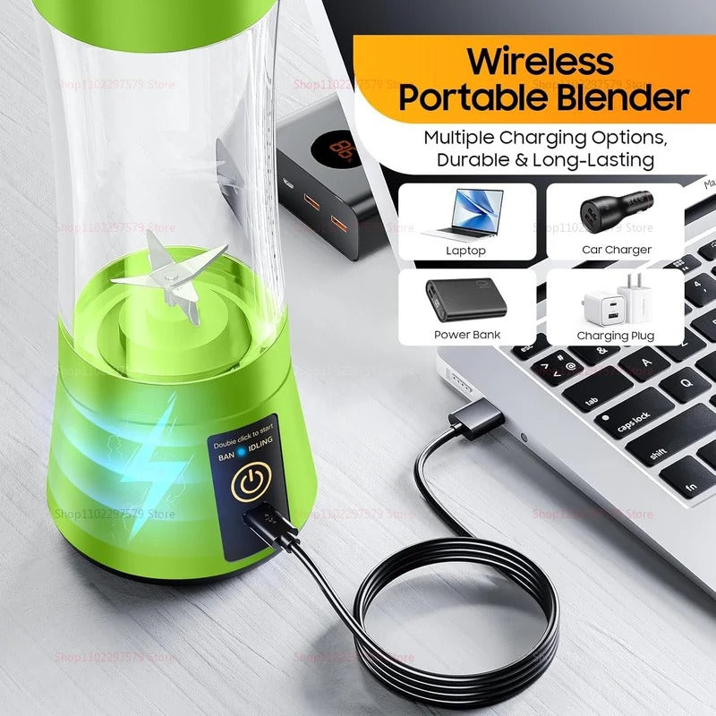 380ml Portable Electric Juicer Blender USB Rechargeable | Mini Smoothie Maker & Fruit Mixer for Travel, Home & Office