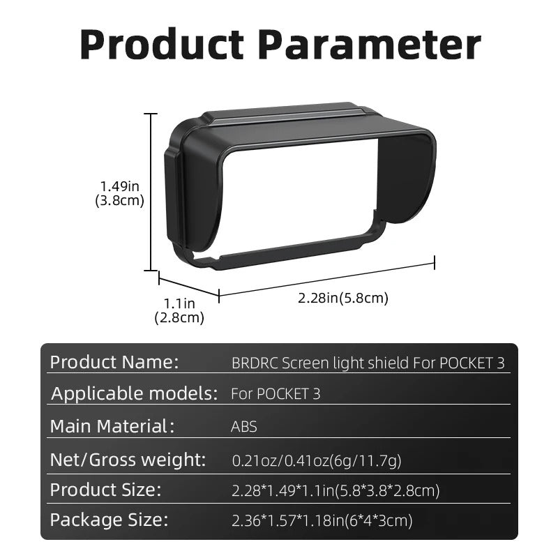 DJI Osmo Pocket 3 Screen Hood – Lightproof Sunshade & Protective Display Cover Accessory