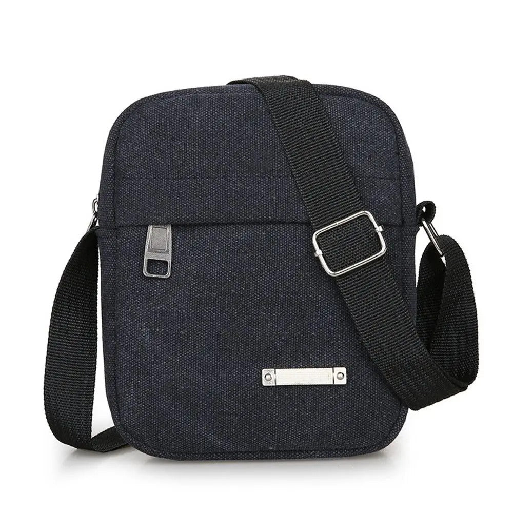 New Style Men’s Casual Canvas Shoulder Messenger Bag – Small Travel Backpack & Mobile Phone Handbag for Outdoor Use