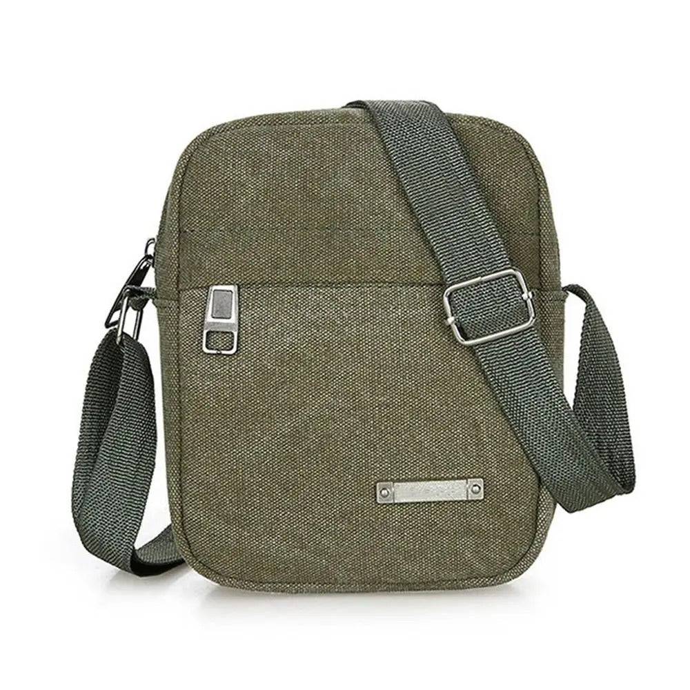 New Style Men’s Casual Canvas Shoulder Messenger Bag – Small Travel Backpack & Mobile Phone Handbag for Outdoor Use