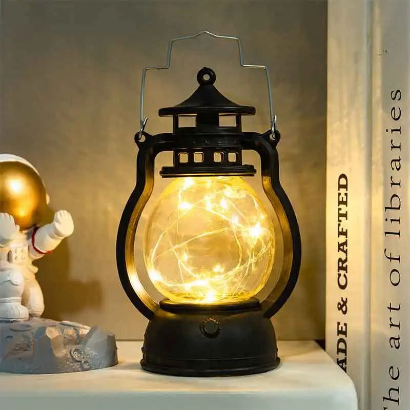 Retro Candle Holder Lantern | Flameless Kerosene Lamp for Table & Desktop | Vintage Candlestick Chandelier Night Light for Christmas & Home Décor